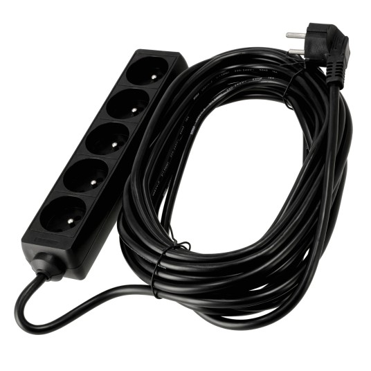 Przedłużacz zasilający 5 gniazda 10m CZARNY