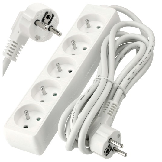 Przedłużacz zasilający 5 gniazda 3m BIAŁY