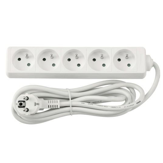 Przedłużacz zasilający 5 gniazda 3m BIAŁY