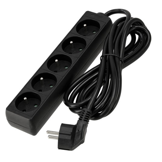 Przedłużacz zasilający 5 gniazda 3m CZARNY