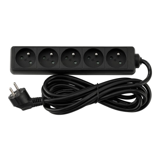Przedłużacz zasilający 5 gniazda 3m CZARNY