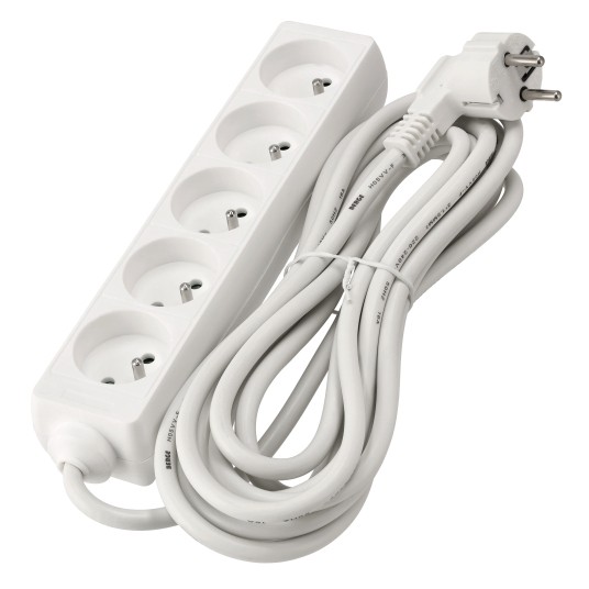 Przedłużacz zasilający 5 gniazda 5m BIAŁY