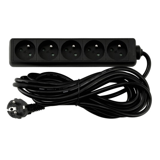 Przedłużacz zasilający 5 gniazda 5m CZARNY