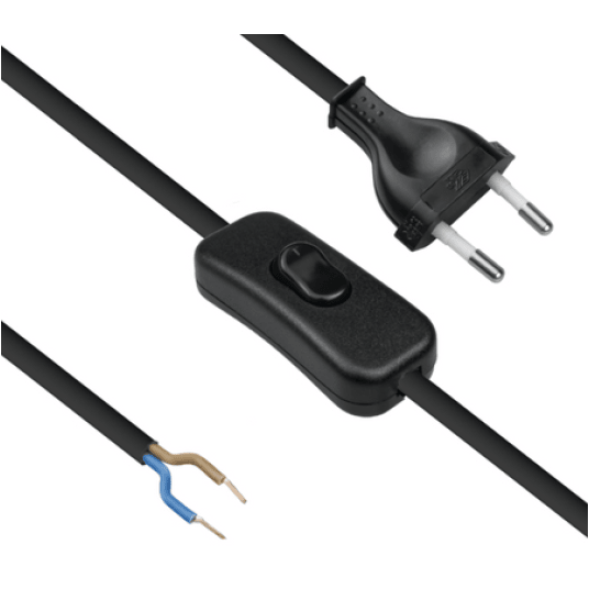 PRZEWÓD 1,5M Z WŁĄCZNIKIEM KOŁYSKOWYM 230V CZARNY