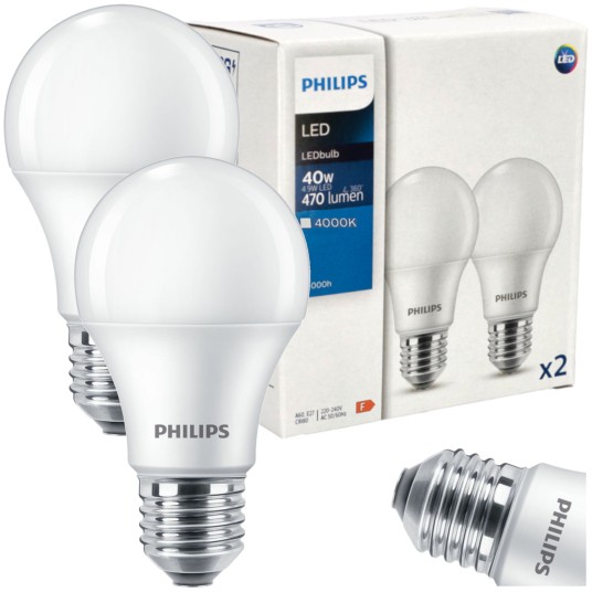 SET X2 ŻARÓWKA LED E27 4.9W NW 4000K PHILIPS