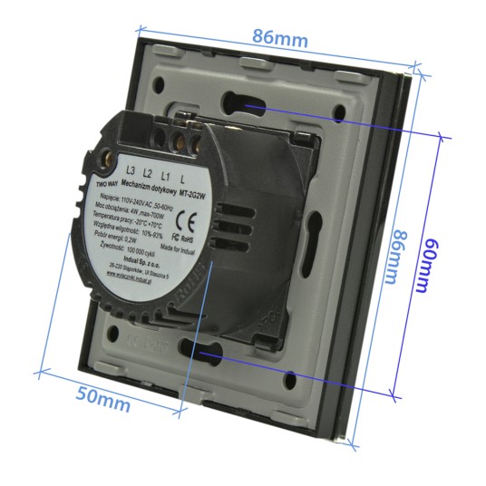 SHATI WŁĄCZNIK DOTYKOWY PODWÓJNY CZARNY