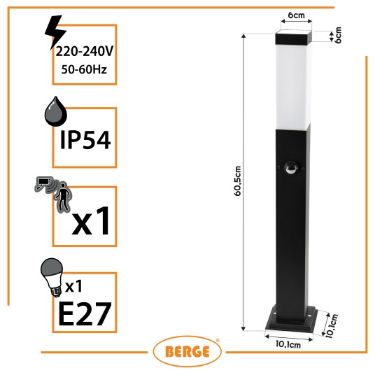 SŁUPEK EMMA PIR 1XE27 60CM