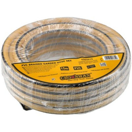 WĄŻ OGRODOWY 15M+PLASTIKOWA DYSZ+3 ZŁĄCZKI