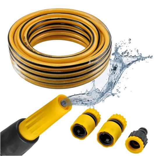 WĄŻ OGRODOWY 15M+PLASTIKOWA DYSZ+3 ZŁĄCZKI