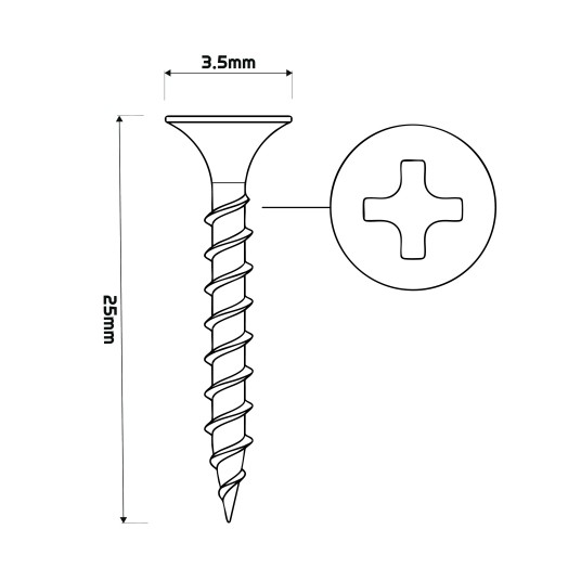 WKRĘTY DO PŁYT GIPSOWO-KARTONOWYCH 3.5X25MM