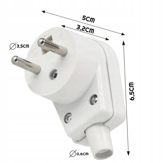 WTYCZKA KĄTOWA 230V BIAŁA