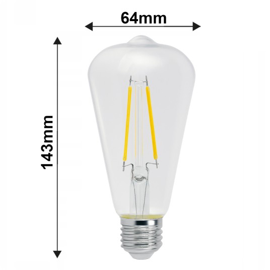 Żarówka LED E27 Filament ST64 6W 110lm/W 3000K