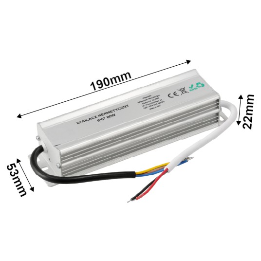ZASILACZ HERMETYCZNY IP67 80W 24V