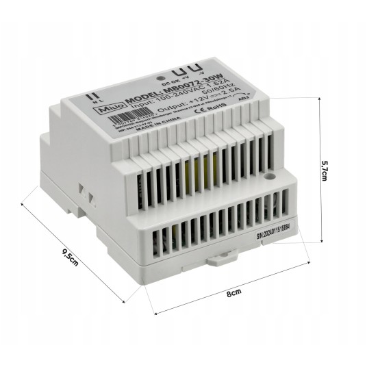 ZASILACZ LED NA SZYNĘ DIN 45W 12V