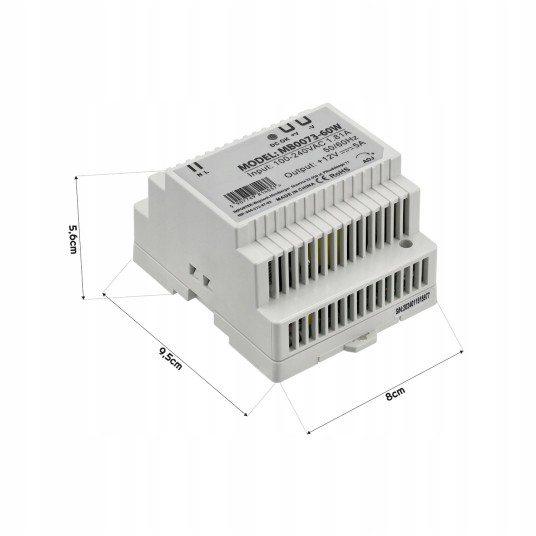 ZASILACZ LED NA SZYNĘ DIN 60W 12V