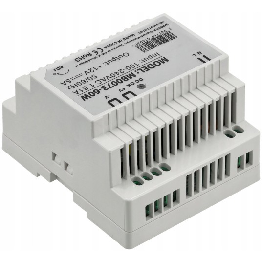 ZASILACZ LED NA SZYNĘ DIN 60W 12V