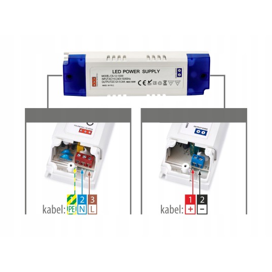 ZASILACZ PLASTIKOWY IP20 100W