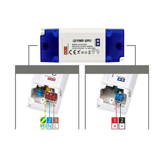 ZASILACZ PLASTIKOWY IP20 24V 24W