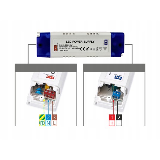 ZASILACZ PLASTIKOWY IP20 24V 60W