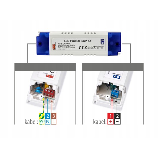 ZASILACZ PLASTIKOWY IP20 60W