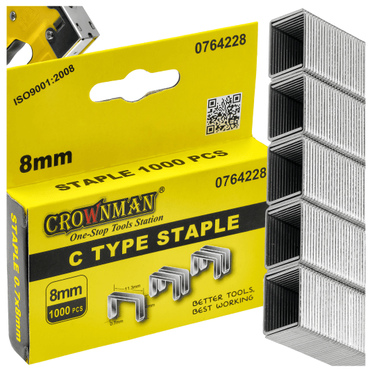 ZESTAW 1000SZT ZSZYWEK TYP C 0.7x8MM