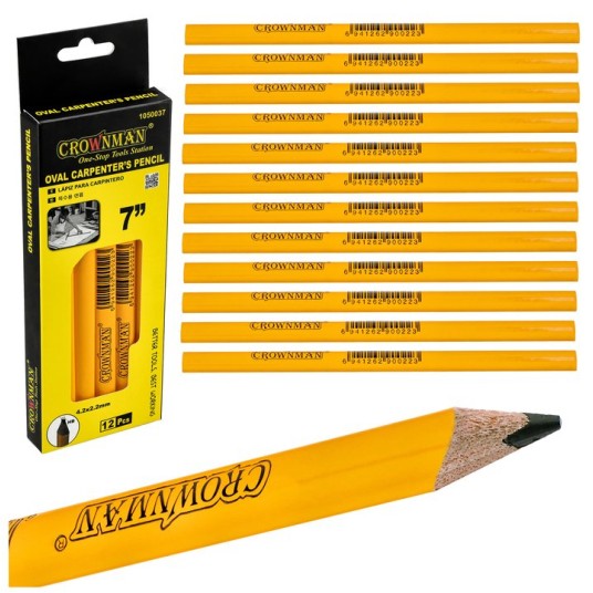 ZESTAW 12 SZTUK OWALNYCH OŁÓWKÓW STOLARSKICH