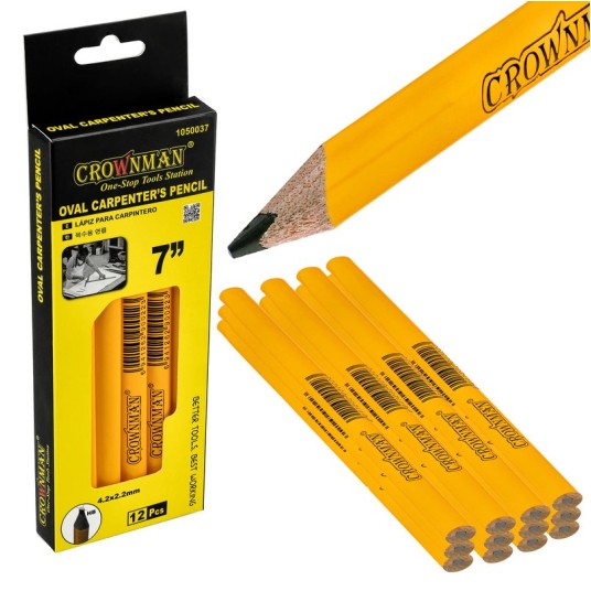 ZESTAW 12 SZTUK OWALNYCH OŁÓWKÓW STOLARSKICH