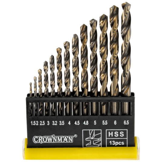 ZESTAW 13 SZTUK WIERTEŁ KRĘTYCH Z CHWYTEM PROSTYM