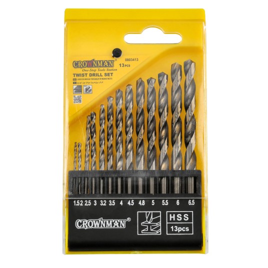 ZESTAW 13 SZTUK WIERTEŁ KRĘTYCH Z CHWYTEM PROSTYM
