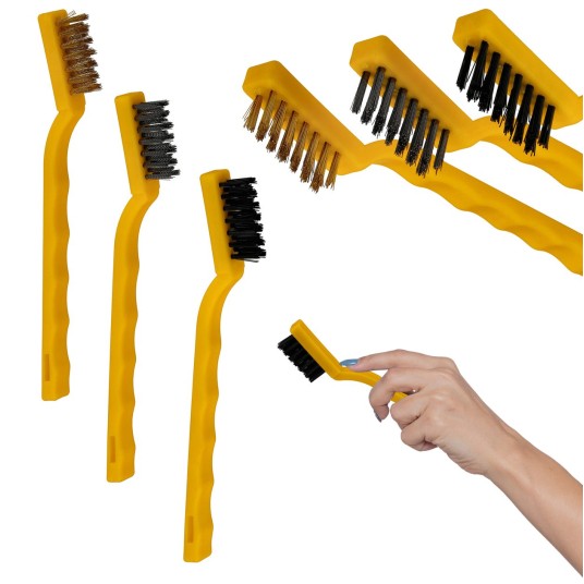 ZESTAW 3 SZTUK MINI SZCZOTEK DRUCIANYCH RĘCZNYCH