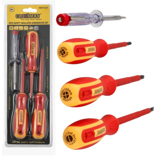 ZESTAW 4 SZTUK WKRĘTAKÓW IZOLOWANYCH Z CERTYFIKATEM VDE