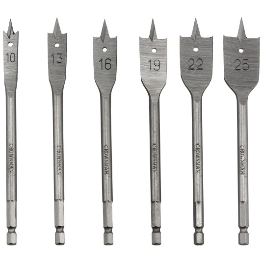 ZESTAW 6 SZTUK PŁASKICH WIERTEŁ DO DREWNA