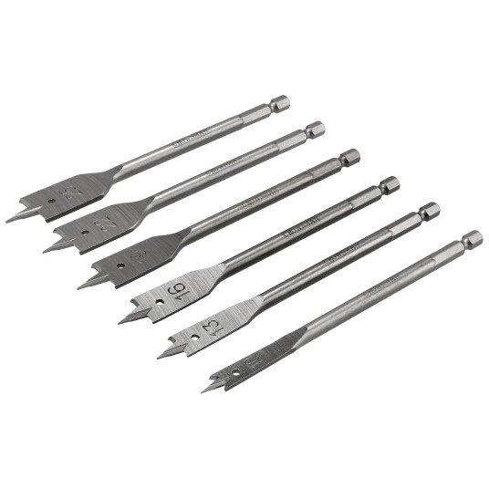 ZESTAW 6 SZTUK PŁASKICH WIERTEŁ DO DREWNA