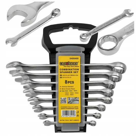 ZESTAW 8 SZTUK KLUCZY PŁASKO-OCZKOWYCH