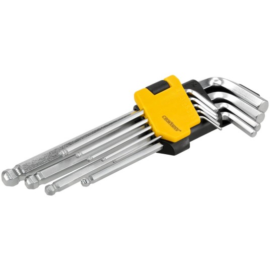 ZESTAW 9 SZTUK KLUCZY IMBUSOWYCH DŁUGICH Z KULKĄ