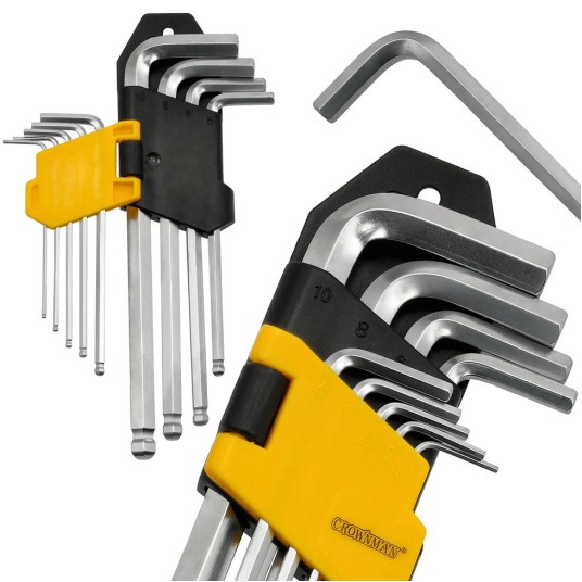 ZESTAW 9 SZTUK KLUCZY IMBUSOWYCH DŁUGICH Z KULKĄ