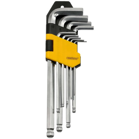 ZESTAW 9 SZTUK KLUCZY IMBUSOWYCH DŁUGICH Z KULKĄ