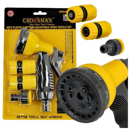 ZESTAW PLASTIKOWY PISTOLET ZRASZAJĄCY 8-FUNKCYJNY+3 ZŁĄCZKI