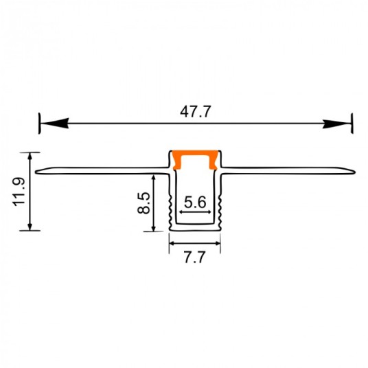 ZESTAW PROFIL DO GK 5MM SREBRNY ANODOWANY 2M+KLOSZ MLECZNY