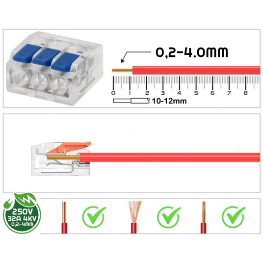 ZŁĄCZKA INSTALACYJNA ZACISKOWA 3-PRZEWODOWA/100 sz