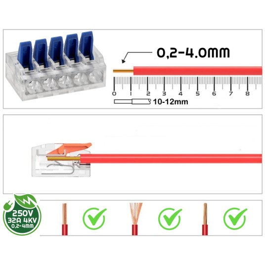 ZŁĄCZKA INSTALACYJNA ZACISKOWA 5-PRZEWODOWA/50szt