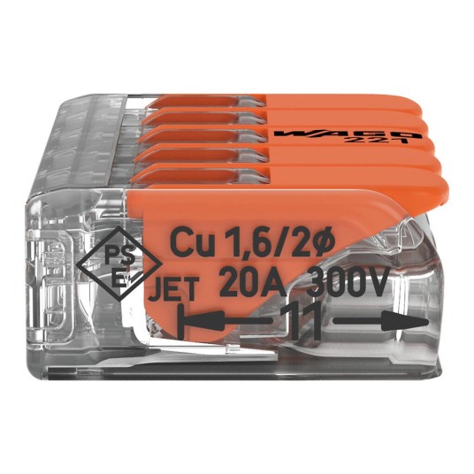 ZŁĄCZKA WAGO Z DŹWIGNIĄ 5-OTWOROWA - 221-415