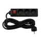Przedłużacz 3 gniazda 3m z wlacznikim CZARNY