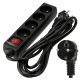 Przedłużacz 4 gniazda 3m z wlacznikim CZARNY