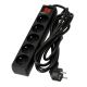 Przedłużacz 5 gniazda 3m z wlacznikim CZARNY