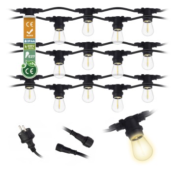 GIRLANDA 15M + 16 ŻARÓWEK 1W NW