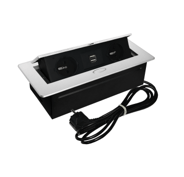 GNIAZDO DO BLATU 2X230V + 2XUSB ALUMINIUM
