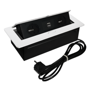 GNIAZDO DO BLATU 2X230V + 2XUSB BIAŁE