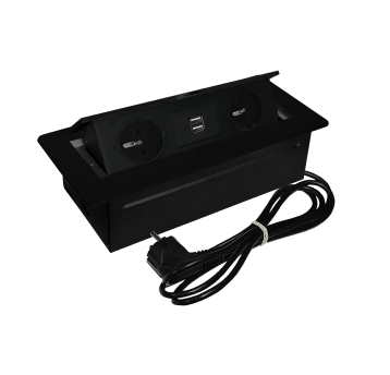 GNIAZDO DO BLATU 2X230V + 2XUSB CZARNE