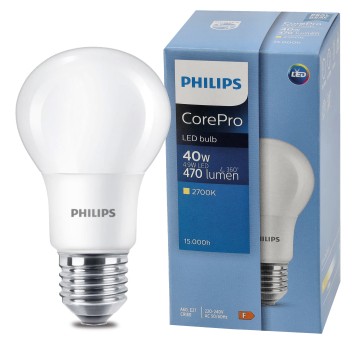PHILIPS ŻARÓWKA E27 A60 4.9W-40W WW COREPRO 2700K
